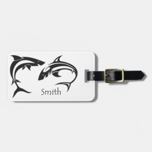 Shark Art Personalised Name Luggage Tag