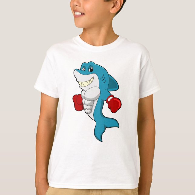 Shark as Boxer with Boxing gloves T-Shirt (Front)