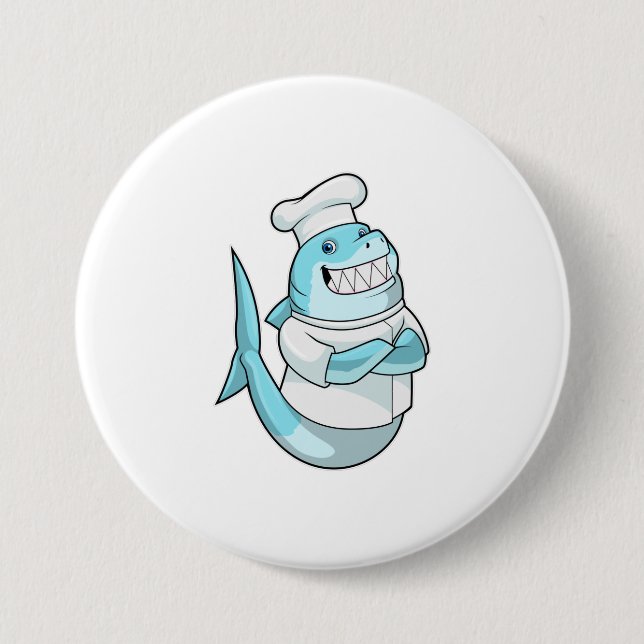 Shark as Chef with Cooking apron 7.5 Cm Round Badge (Front)