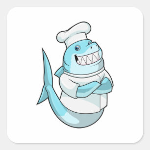 Shark as Chef with Cooking apron Square Sticker