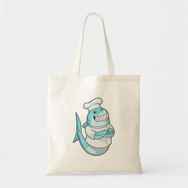 Shark as Chef with Cooking apron Tote Bag (Front)
