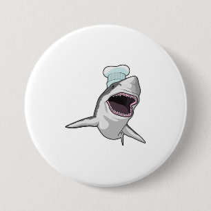 Shark as Cook with Chef hat 7.5 Cm Round Badge