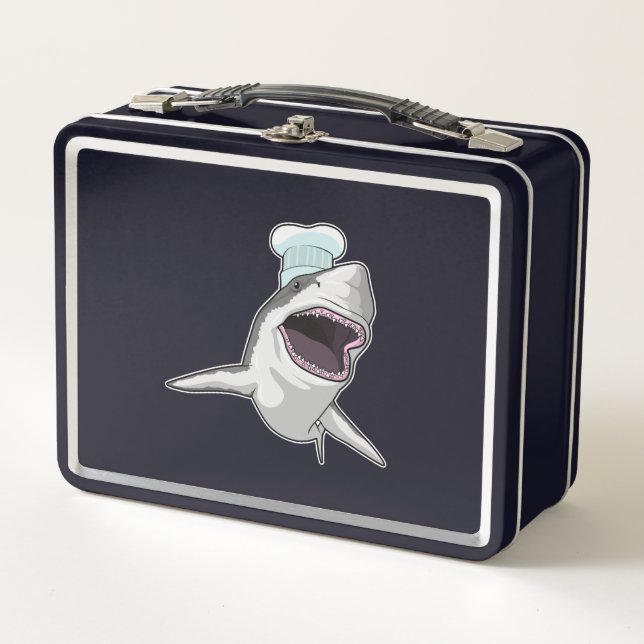 Shark as Cook with Chef hat Metal Lunch Box (Front)