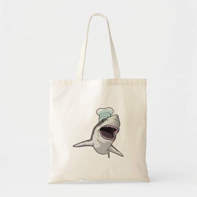 Shark as Cook with Chef hat Tote Bag (Front)