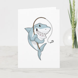 Shark as Fisher with Fishing rod Card