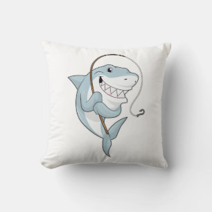 Shark as Fisher with Fishing rod Cushion