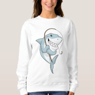 Shark as Fisher with Fishing rod Sweatshirt