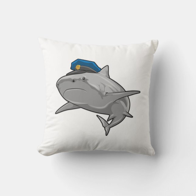 Shark as Police officer Police Cushion (Front)