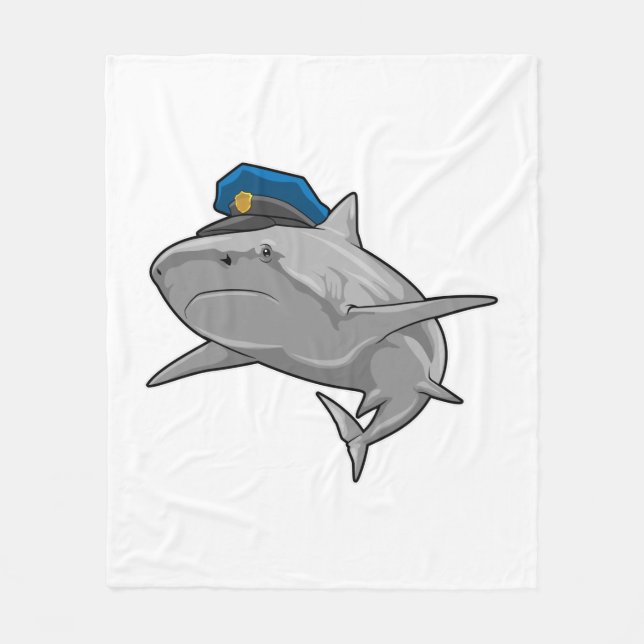 Shark as Police officer Police Fleece Blanket (Front)