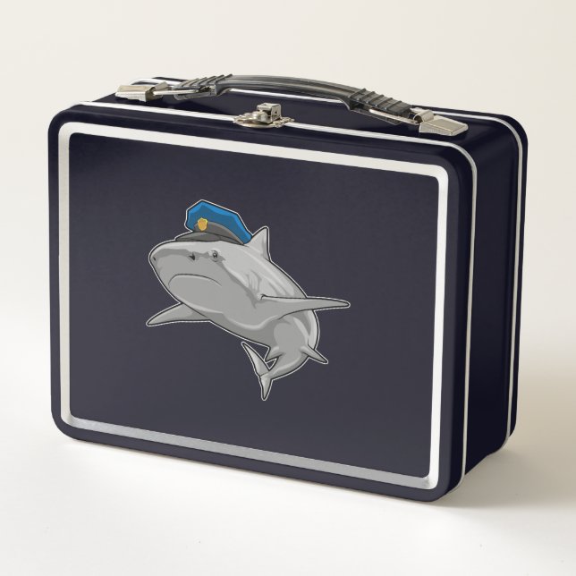 Shark as Police officer Police Metal Lunch Box (Front)