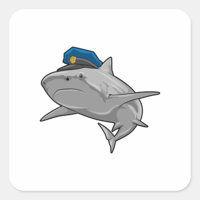 Shark as Police officer Police Square Sticker (Front)