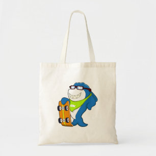 Shark as Skater with Skateboard Tote Bag