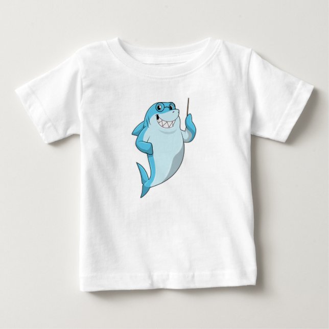 Shark as Teacher with Pointer Baby T-Shirt (Front)