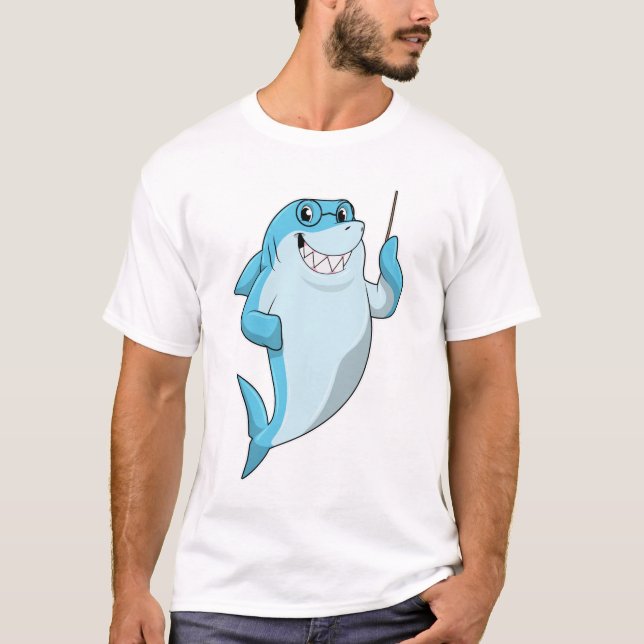 Shark as Teacher with Pointer T-Shirt (Front)