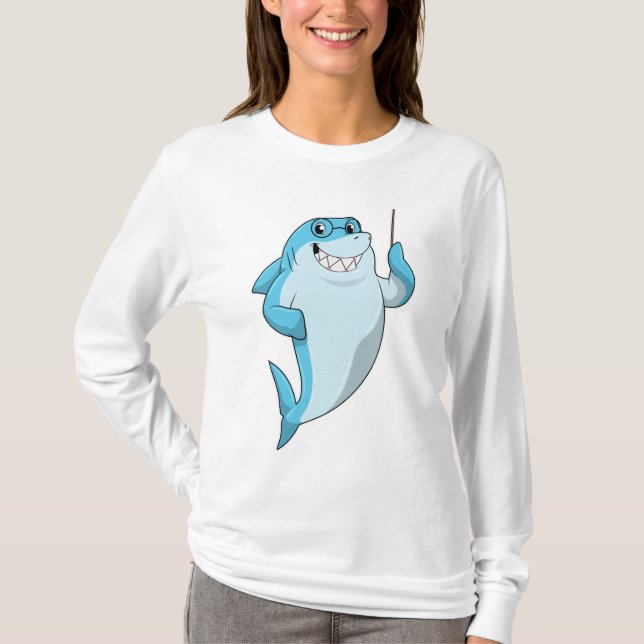 Shark as Teacher with Pointer T-Shirt (Front)
