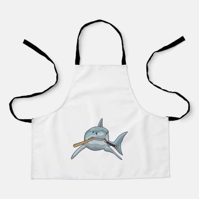 Shark at Baseball with Baseball bat Apron (Front)