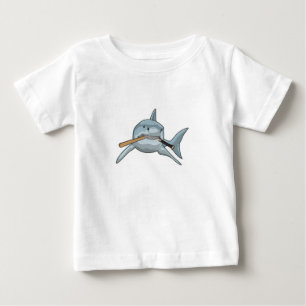 Shark at Baseball with Baseball bat Baby T-Shirt
