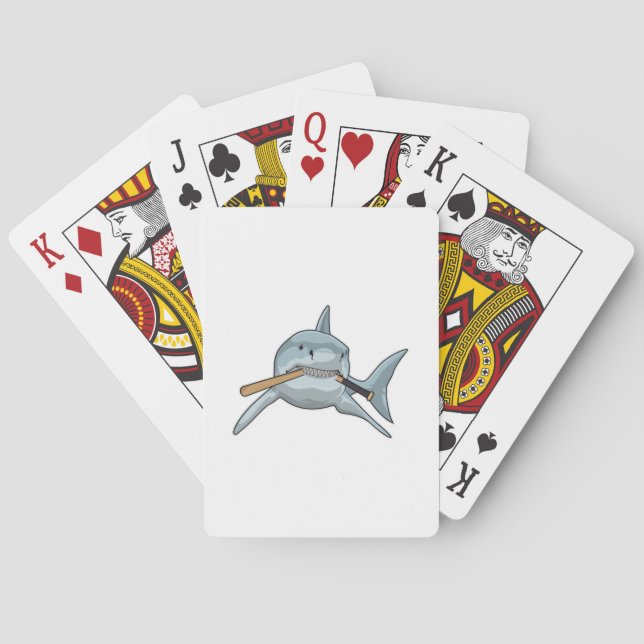 Shark at Baseball with Baseball bat Playing Cards (Back)
