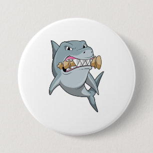 Shark at Chess with Chess piece King 7.5 Cm Round Badge