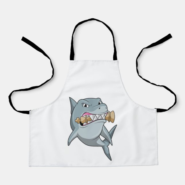 Shark at Chess with Chess piece King Apron (Front)
