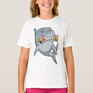 Shark at Chess with Chess piece King T-Shirt