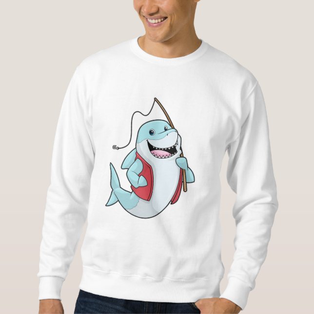 Shark at Fishing with Fishing rod Sweatshirt (Front)