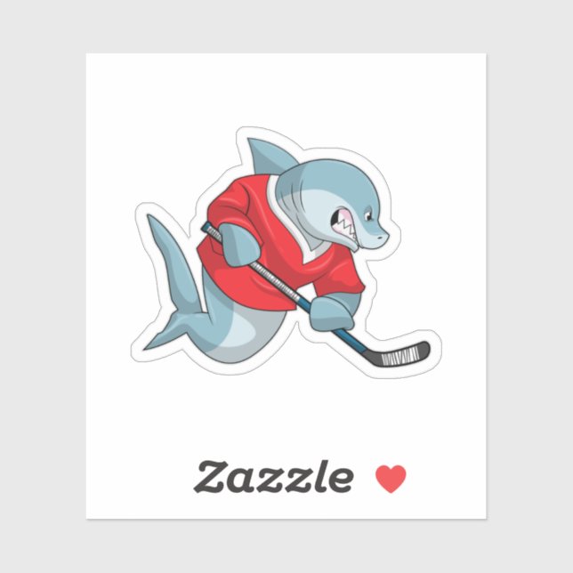 Shark at Ice hockey with Ice hockey stick (Sheet)