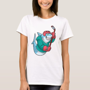 Shark at Ice hockey with Ice hockey stick & Helmet T-Shirt