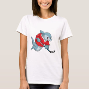 Shark at Ice hockey with Ice hockey stick T-Shirt
