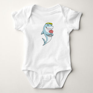 Shark at Poker with Poker cards Baby Bodysuit