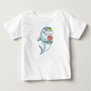 Shark at Poker with Poker cards Baby T-Shirt