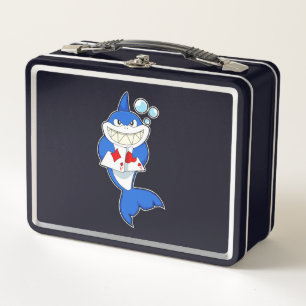 Shark at Poker with Poker cards Metal Lunch Box