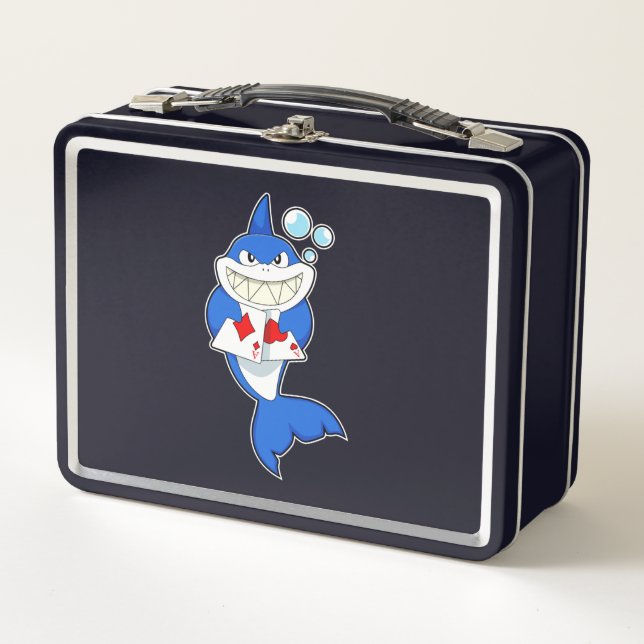 Shark at Poker with Poker cards Metal Lunch Box (Front)