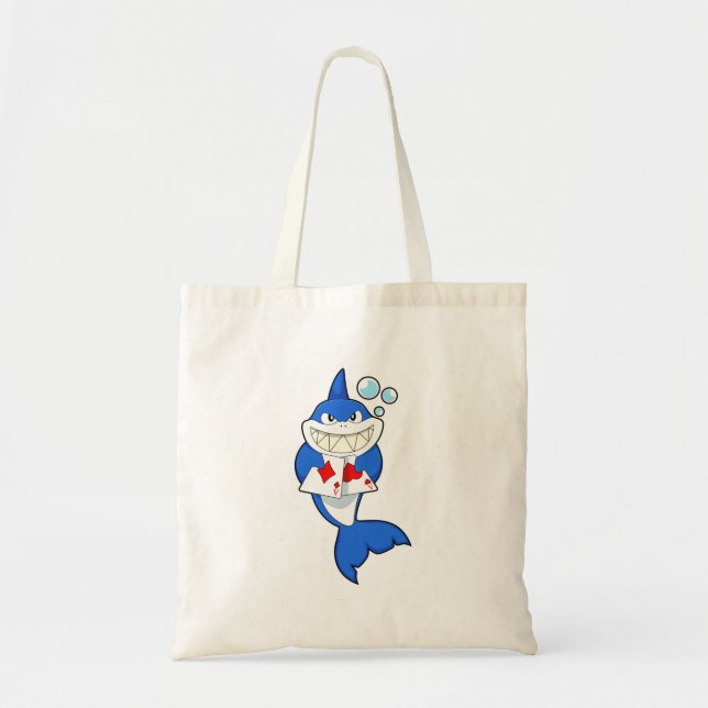 Shark at Poker with Poker cards Tote Bag (Front)