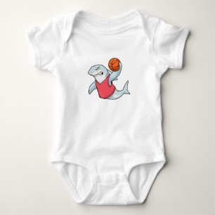 Shark at Sports with Basketball Baby Bodysuit
