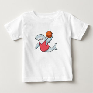 Shark at Sports with Basketball Baby T-Shirt