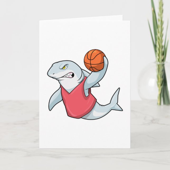 Shark at Sports with Basketball Card (Front)
