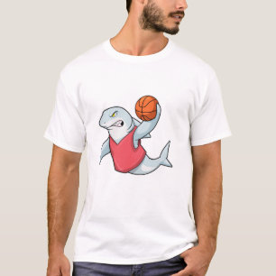 Shark at Sports with Basketball T-Shirt