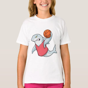 Shark at Sports with Basketball T-Shirt