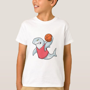 Shark at Sports with Basketball T-Shirt
