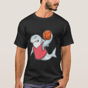Shark at Sports with Basketball T-Shirt