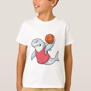 Shark at Sports with Basketball T-Shirt