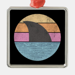 Shark at sunset metal tree decoration