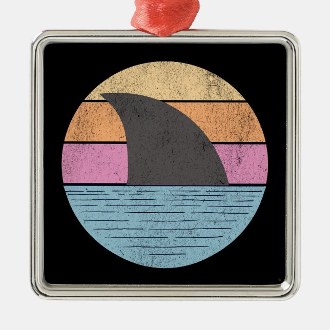 Shark at sunset metal tree decoration (Front)