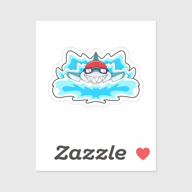 Shark at Swimming with Swimming goggles (Sheet)