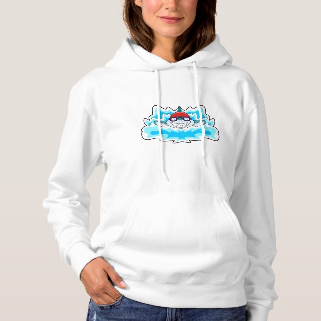 Shark at Swimming with Swimming goggles Hoodie (Front)