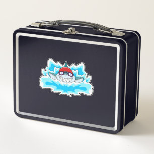 Shark at Swimming with Swimming goggles Metal Lunch Box