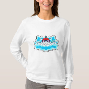 Shark at Swimming with Swimming goggles T-Shirt
