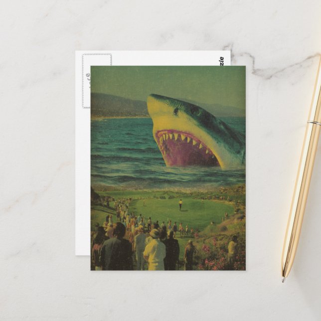 Shark at the Ocean Golf Course Horror  Postcard (Front/Back In Situ)