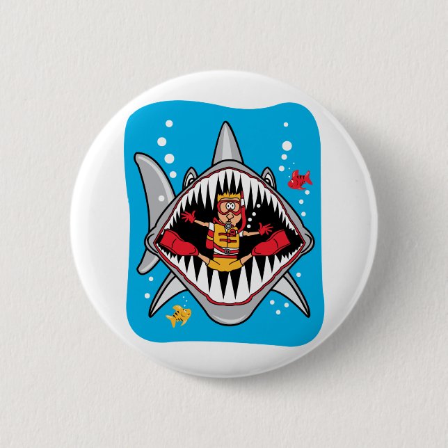 Shark Attack! 6 Cm Round Badge (Front)
